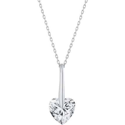 Classic Women's Necklace - Sterling Silver 10mm Heart CZ | M-6779 ,