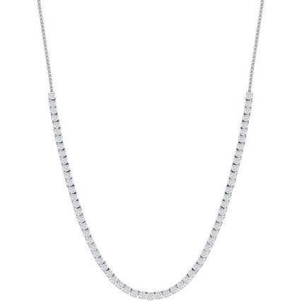 Classic Women's Necklace - Sterling Silver 3mm White CZ Tennis Adjustable | M-7019 ,