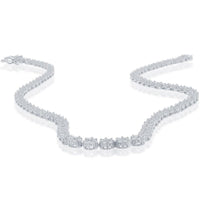 Classic Women's Necklace - Sterling Silver 4mm Graduating Flower CZ Tennis | M-6792 ,