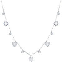 Classic Women's Necklace - Sterling Silver Alternating Heart and Bezel-Set CZ | M-6803 ,