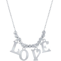 Classic Women's Necklace - Sterling Silver Beaded LOVE with Lobster Clasp | L-3415 ,