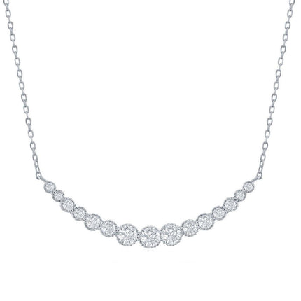 Classic Women's Necklace - Sterling Silver Graduating Round CZ | M-6965 ,