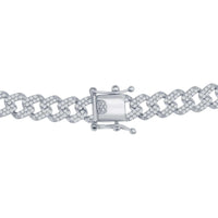 Classic Women's Necklace - Sterling Silver Micro Pave CZ Monaco Chain Heart | M-6922 ,