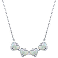 Classic Women's Necklace - Sterling Silver MOP and CZ Heart Shaped Flower | M-7095 ,