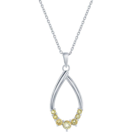 Classic Women's Necklace - Sterling Silver Pear-shaped Citrine Gemstone | M-6947 ,