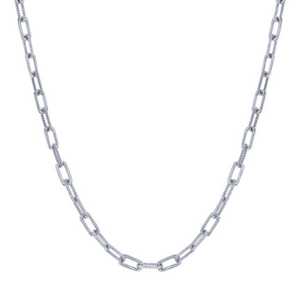 Classic Women's Necklace - Sterling Silver Polished Rope Design Paperclip | L-4376 ,