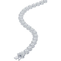 Classic Women's Necklace - Sterling Silver Round Halo White CZ Tennis | M-6256-17 ,