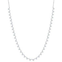 Classic Women's Necklace - Sterling Silver Round White CZ Station Design | M-7057 ,
