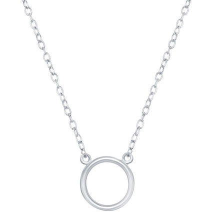 Classic Women's Necklace - Sterling Silver Single Open Circle | L-3802 ,