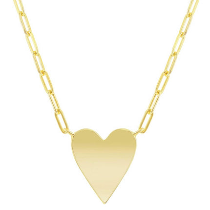 Classic Women's Necklace - YG Plated Sterling Polished Heart Paperclip | L-4356 ,
