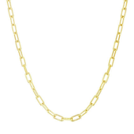 Classic Women's Necklace - YG Plated Sterling Rope Design Paperclip | L-4376-GP ,