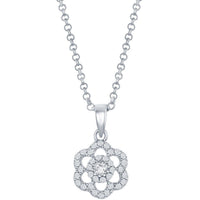 Classic Women's Pendant and Earrings Set - Sterling CZ Flower with Chain | SET-423 ,