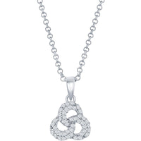 Classic Women's Pendant and Earrings Set - Sterling Silver CZ Triple Ring | SET-421 ,