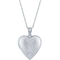 Classic Women's Pendant and Locket Set - Sterling Silver Angel Wings Heart | J-2752 ,