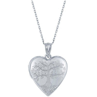 Classic Women's Pendant and Locket Set - Sterling Silver Tree of Life Heart | J-2748 ,