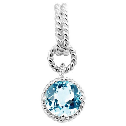 Classic Women's Pendant - SS Round Blue Topaz Gemstone Twisted Wire Circle | K-5648 ,
