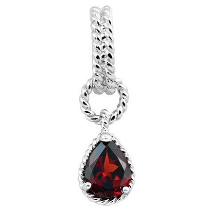 Classic Women's Pendant - Sterling Pear Shape Garnet Gemstone Twisted Wire | K-5652 ,