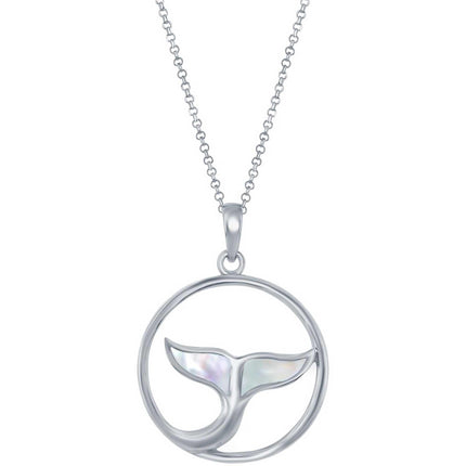 Classic Women's Pendant - Sterling Silver and Mother Of Pearl Whale Tale | K-8807 ,