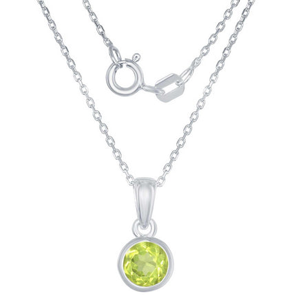 Classic Women's Pendant with Chain - August Peridot Bezel Set | K-7017-PD ,