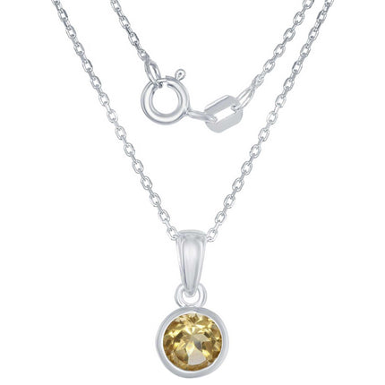 Classic Women's Pendant with Chain - November Citrine Bezel Set | K-7017-CT ,