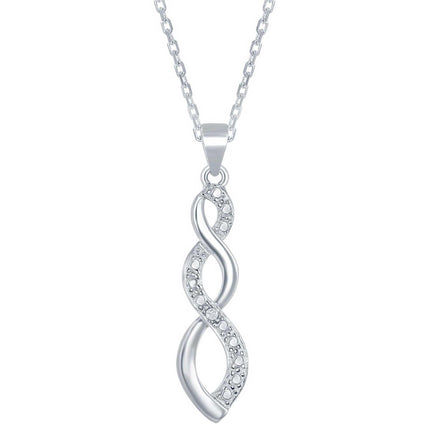 Classic Women's Pendant with Chain - SS Long Twist Diamond Accent | KDP-129 ,