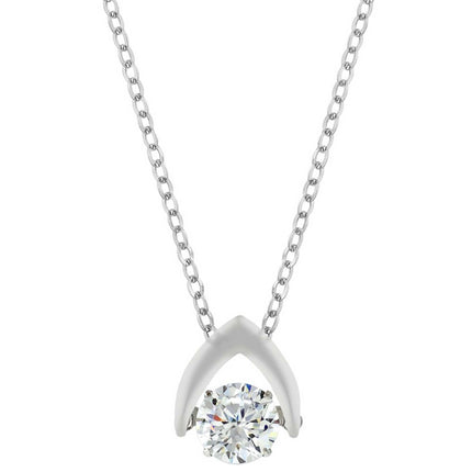 Classic Women's Pendant with Chain - Sterling Silver Shimmering Dancing CZ | K-6600 ,