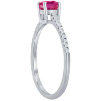 Classic Women's Ring - Sterling Silver 5mm Glass Filled Ruby Gem, Size 9 | W-2854-9 ,