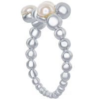 Classic Women's Ring - Sterling Silver Fwp and Shiny Beaded Open, Size 7 | W-2687-7 ,