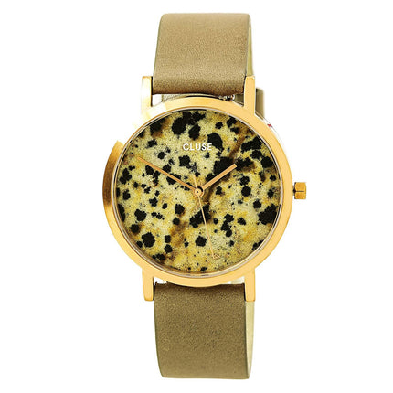 Cluse CL40106 Women's La Roche Petite Dalmatian Marble Dial Grey Leather Strap Watch ,