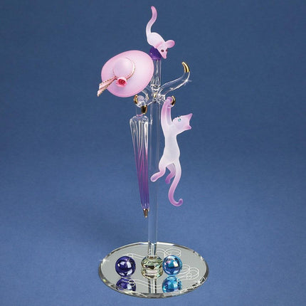 Coat Rack Cats Glass Figurine ,