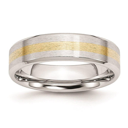 Cobalt 14k Gold Inlay Satin and Polished 6mm Band ,