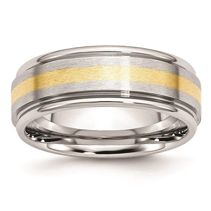 Cobalt 14k Gold Inlay Satin and Polished 8mm Band ,