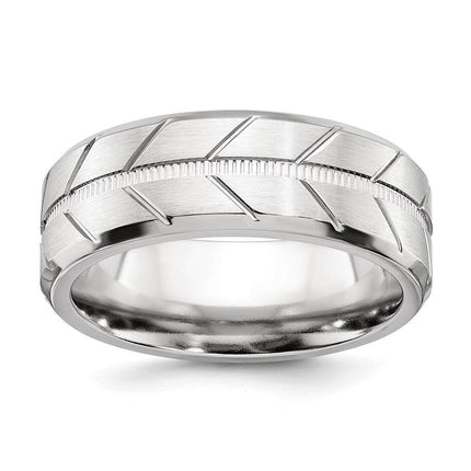 Cobalt Brushed and Polished Beveled 8mm Band ,