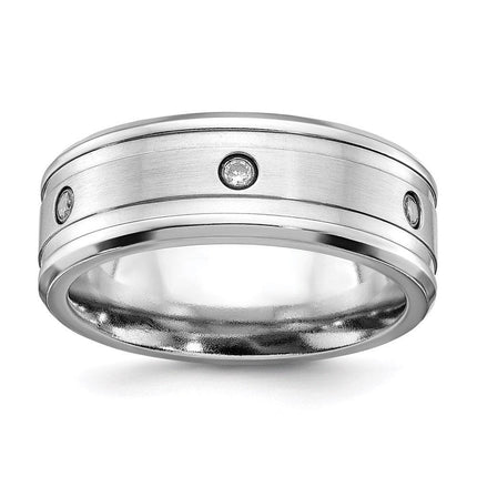 Cobalt Brushed and Polished with CZ Beveled 8mm Band ,