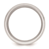 Cobalt Brushed and Polished with CZ Beveled 8mm Band ,