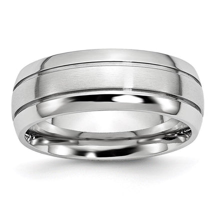 Cobalt Polished and Satin Grooved 8mm Band ,