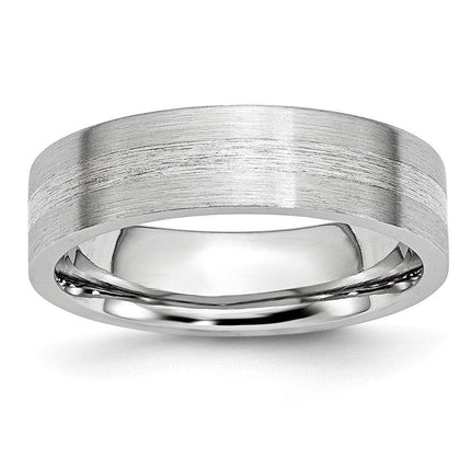 Cobalt Sterling Silver Inlay Satin 6mm Flat Band ,