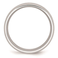 Cobalt Sterling Silver Inlay Satin/Polished Beveled Edge 8mm Band ,