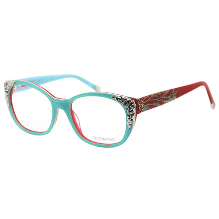 Coco Song Women's Eyeglasses - Full Rim Teal and Red Cat Eye Shape Frame | CV095 02-09 ,