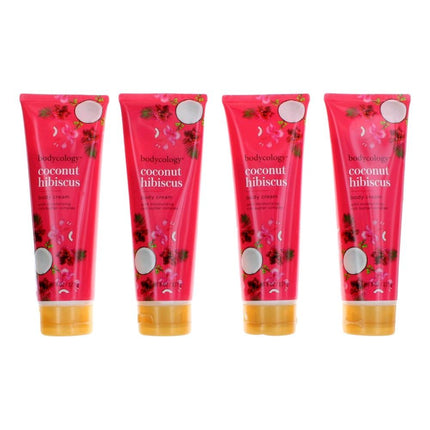 Coconut Hibiscus by Bodycology, 4 Pack 8 oz Moisturizing Body Cream for Women ,