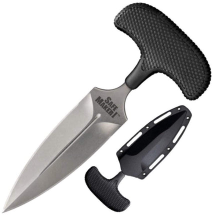 Cold Steel Fixed Knife - Safe Maker I Stonewashed Finish Blade Black Handle | CS12DBST ,