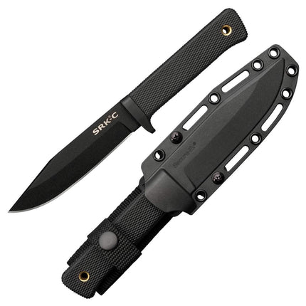 Cold Steel Fixed Knife - SRK Black Clip Point Steel Blade Kray-Ex Handle | CS49LCKD ,