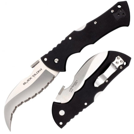 Cold Steel Folding Knife - Black Talon II Down Swept Blade Black G10 Handle | CS22BS ,