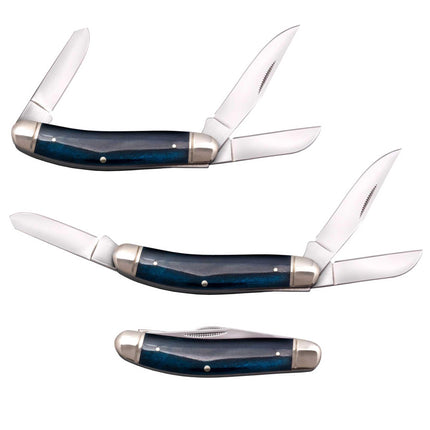 Cold Steel Folding Knife - Gentleman's Stockman 3 Blades Blue Bone | CSFL-GSTKM-B ,