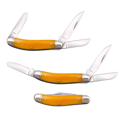 Cold Steel Folding Knife - Gentleman's Stockman 3 Blades Yellow Bone | CSFL-GSTKM-Y ,