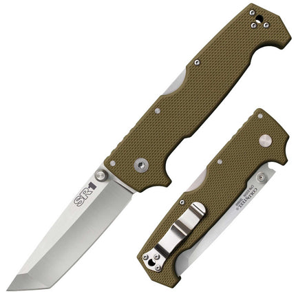 Cold Steel Folding Knife - SR1 Tanto Blade Brown Handle with Tri-Ad Lock| CS62LA ,