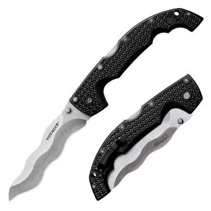 Cold Steel Folding Knife - Voyager XL Kris Plain Edge Blade Griv-Ex Handle | CS29AXW ,