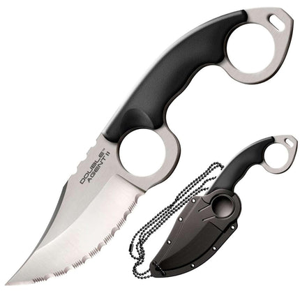 Cold Steel Knife - Double Agent II Serrated Edge Steel Blade Neck, 7-5/8 inch | CS39FNS ,