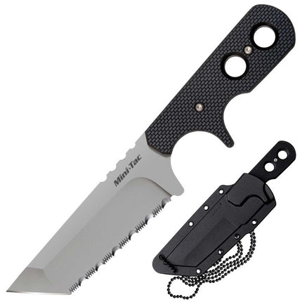 Cold Steel Knife - Mini Tac Japanese Stainless Steel Serrated Edge Blade | CS49HTFS ,