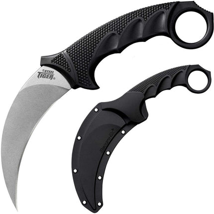 Cold Steel Knife - Steel Tiger Black Griv-Ex Handle Steel Blade Fixed | CS49KST ,